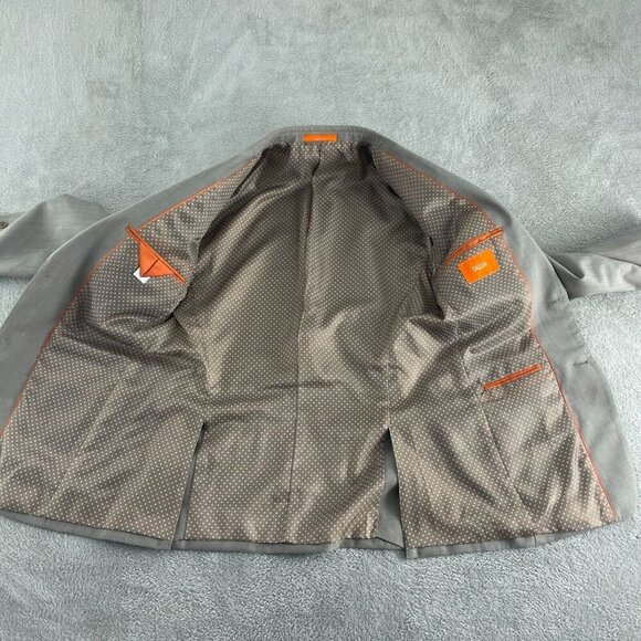 Mens Tallia 38R Gray Wool Blazer Jacket With Polka Dot Lining 0168 - Picture 5 of 11